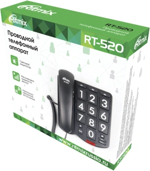Телефон проводной Ritmix RT-520 черный - купить недорого с доставкой в интернет-магазине