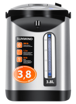 Термопот SunWind SUN-TP-2 3.8л. 800Вт черный/серебристый - купить недорого с доставкой в интернет-магазине