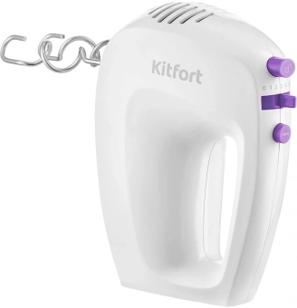 Миксер ручной Kitfort КТ-3071-1 250Вт белый/фиолетовый - купить недорого с доставкой в интернет-магазине