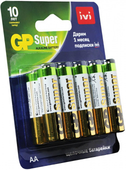 Батарея GP Super Alkaline 15A/IVI-2CR10 AA (10шт) блистер - купить недорого с доставкой в интернет-магазине