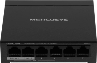 Коммутатор Mercusys MS106LP (L2) 6x100Мбит/с 4PoE+ 40W неуправляемый - купить недорого с доставкой в интернет-магазине