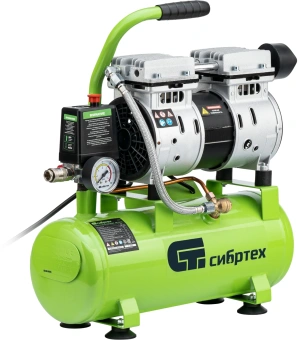 Компрессор поршневой Сибртех МБ 750/10 безмасляный 150л/мин 10л 750Вт зеленый - купить недорого с доставкой в интернет-магазине