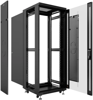 Шкаф коммутационный Cabeus (SH-05C-42U60/60-BK) напольный 42U 600x600мм пер.дв.стекл металл 800кг черный 500мм 2055мм IP20 сталь - купить недорого с доставкой в интернет-магазине