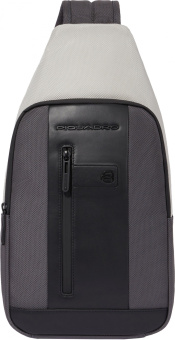 Рюкзак слинг мужской Piquadro Brief2 Special CA4536BR2S/GRN серый/черный нейлон/натур.кожа - купить недорого с доставкой в интернет-магазине