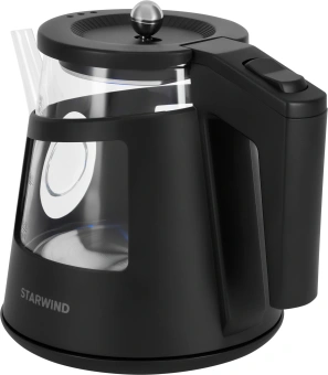 Чайник электрический Starwind SKG2113 1л. 1000Вт черный/прозрачный корпус: стекло - купить недорого с доставкой в интернет-магазине