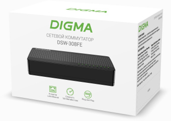 Коммутатор Digma DSW-308FE (L2) 8x100Мбит/с неуправляемый - купить недорого с доставкой в интернет-магазине
