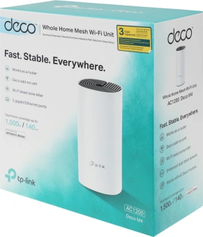 Бесшовный Mesh роутер TP-Link Deco M4 (DECO M4(1-PACK)) AC1200 10/100/1000BASE-TX белый - купить недорого с доставкой в интернет-магазине