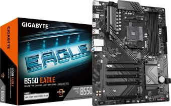 Материнская плата Gigabyte B550 EAGLE Soc-AM4 AMD B550 4xDDR4 ATX AC`97 8ch(7.1) GbLAN RAID+DVI+HDMI - купить недорого с доставкой в интернет-магазине