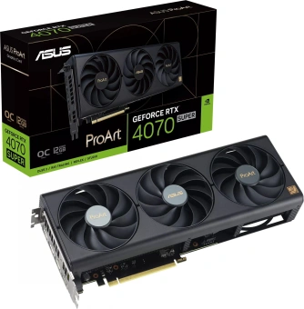 Видеокарта Asus PCI-E 4.0 PROART-RTX4070S-O12G NVIDIA GeForce RTX 4070 Super 12Gb 192bit GDDR6X 2535/21000 HDMIx1 DPx3 HDCP Ret - купить недорого с доставкой в интернет-магазине