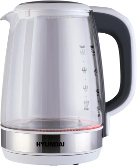 Чайник электрический Hyundai HYK-G8880 2л. 2200Вт серый/серебристый корпус: стекло - купить недорого с доставкой в интернет-магазине