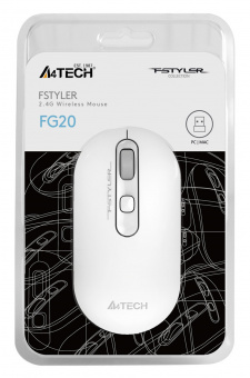 Мышь A4Tech Fstyler FG20 белый оптическая (2000dpi) беспроводная USB для ноутбука (4but) - купить недорого с доставкой в интернет-магазине