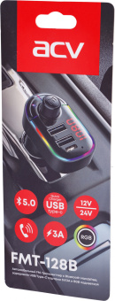 Автомобильный FM-модулятор ACV FMT-128B черный MicroSD BT USB (38762) - купить недорого с доставкой в интернет-магазине
