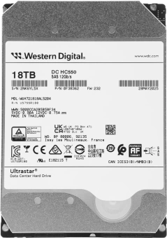 Жесткий диск WD SAS 3.0 18TB 0F38362 WUH721818AL5204 Server Ultrastar DC HC550 512E (7200rpm) 512Mb 3.5" - купить недорого с доставкой в интернет-магазине