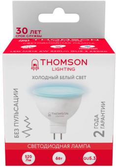 Лампа светодиодная Thomson TH-B2322 6Вт цок.:GU5.3 рефлек. 220B св.свеч.бел.хол. MR16 (упак.:1шт) - купить недорого с доставкой в интернет-магазине