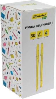 Ручка шариков. Silwerhof Eco желтый/синий d=1мм син. черн. сменный стержень стреловидный пиш. наконечник линия 0.7мм шестигр. без инд. Маркировки - купить недорого с доставкой в интернет-магазине