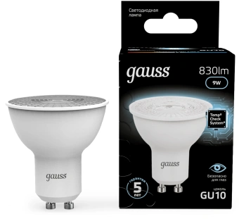 Лампа светодиодная Gauss 101506209 9Вт цок.:GU10 рефлек. 150B св.свеч.бел.нейт. MR16 (упак.:10шт) - купить недорого с доставкой в интернет-магазине