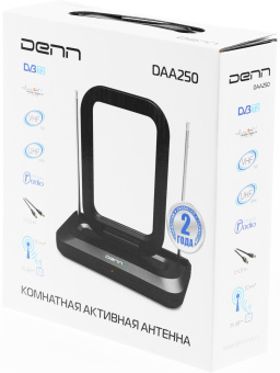 Антенна телевизионная Denn DAA250 35дБ активная черный каб.:1м - купить недорого с доставкой в интернет-магазине