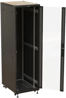 Шкаф серверный Hyperline (TTBR-4261-AS-RAL9004) напольный 42U 600x1000мм пер.дв.стекл задн.дв.спл.стал.лист 2 бок.пан. 800кг черный 910мм 128.2кг 2055мм IP20 сталь - купить недорого с доставкой в интернет-магазине