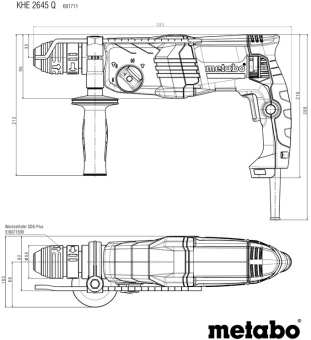 Перфоратор Metabo KHE 2645 Q патрон:SDS-plus уд.:2.9Дж 850Вт (кейс в комплекте) - купить недорого с доставкой в интернет-магазине