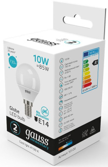 Лампа светодиодная Gauss Elementary 10Вт цок.:E14 шар 220B 4100K св.свеч.бел.ней. (упак.:10шт) (53120) - купить недорого с доставкой в интернет-магазине