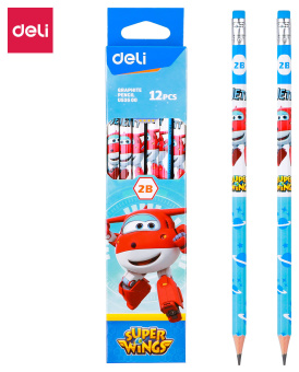 Карандаш ч/г Deli EU53500 Super Wings 2B шестигран. ассорти (12шт) ластик - купить недорого с доставкой в интернет-магазине