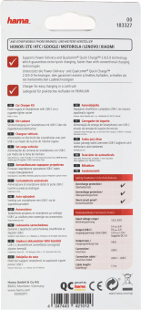 Автомобильное зар./устр. Hama H-183327 18W 3A (PD+QC) USB Type-C универсальное черный (00183327) - купить недорого с доставкой в интернет-магазине