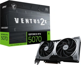 Видеокарта MSI PCI-E RTX 5070 12G VENTUS 2X OC NVIDIA GeForce RTX 5070 12Gb 192bit GDDR7 2542/28000 HDMIx1 DPx3 HDCP Ret - купить недорого с доставкой в интернет-магазине