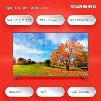 Телевизор LED Starwind 58" SW-LED58UG401 Яндекс.ТВ Frameless стальной 4K Ultra HD 60Hz DVB-T DVB-T2 DVB-C DVB-S DVB-S2 USB WiFi Smart TV - купить недорого с доставкой в интернет-магазине