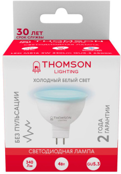 Лампа светодиодная Thomson TH-B2321 4Вт цок.:GU5.3 рефлек. 220B св.свеч.бел.хол. MR16 (упак.:1шт) - купить недорого с доставкой в интернет-магазине