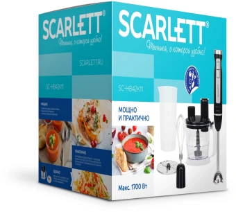 Блендер погружной Scarlett SC-HB42K11 1700Вт черный - купить недорого с доставкой в интернет-магазине