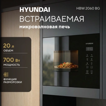 Микроволновая печь Hyundai HBW 2060 BG 20л. 700Вт черный (встраиваемая) - купить недорого с доставкой в интернет-магазине