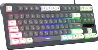 Клавиатура Оклик 711G серый/белый USB Multimedia for gamer LED (1790385) кабель 1.5м - купить недорого с доставкой в интернет-магазине