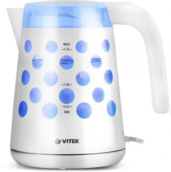 Чайник электрический Vitek VT-7048-01 1.7л. 2200Вт белый корпус: пластик - купить недорого с доставкой в интернет-магазине