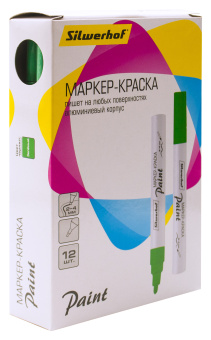 Маркер лаковый Silwerhof Paint круг. пулевидный пиш. наконечник 2-4мм металический корпус зеленый коробка картонная - купить недорого с доставкой в интернет-магазине