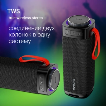 Колонка порт. Digma D-PS1522 черный 60W 2.0 BT 10м 3000mAh (PS1522B) - купить недорого с доставкой в интернет-магазине
