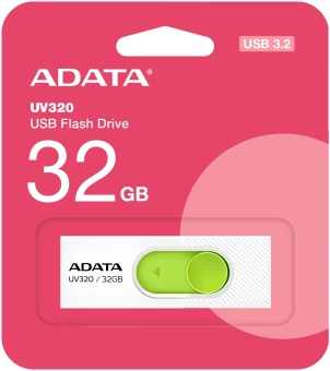 Флеш Диск A-Data 32GB UV320 AUV320-32G-RWHGN USB3.2 белый/зеленый - купить недорого с доставкой в интернет-магазине