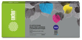 Картридж струйный Cactus CS-EPT01D200 T01D2 голубой (220мл) для Epson WorkForce Pro WF-C529R/C529RDTW/C529RDTW EPP - купить недорого с доставкой в интернет-магазине