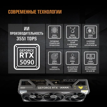 Видеокарта Asus PCI-E 5.0 TUF-RTX5090-O32G-GAMING NVIDIA GeForce RTX 5090 32Gb 512bit GDDR7 2580/28000 HDMIx2 DPx3 HDCP Ret - купить недорого с доставкой в интернет-магазине