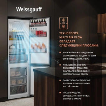 Холодильник Weissgauff WRK 2000 Total NoFrost Inverter Rock Glass 2-хкамерн. графит инвертер - купить недорого с доставкой в интернет-магазине
