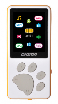 Плеер Hi-Fi Flash Digma S4 8Gb белый/оранжевый/1.8"/FM/microSDHC - купить недорого с доставкой в интернет-магазине