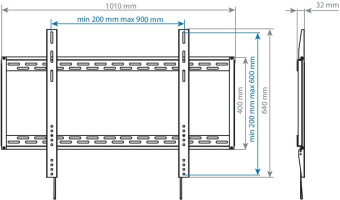 Кронштейн для телевизора Arm Media PT-100 черный 55"-100" макс.80кг настенный фиксированный - купить недорого с доставкой в интернет-магазине