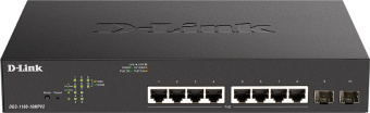Коммутатор D-Link DGS-1100-10MPV2/A3A (L2) 8x1Гбит/с 2xКомбо(1000BASE-T/SFP) 2SFP 8PoE 130W управляемый - купить недорого с доставкой в интернет-магазине