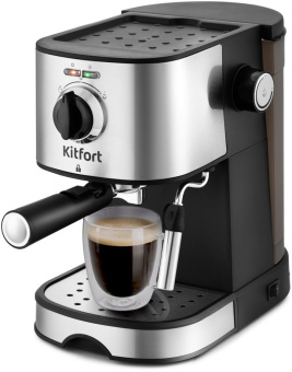 Кофеварка рожковая Kitfort КТ-753 850Вт черный/нержавеющая сталь - купить недорого с доставкой в интернет-магазине