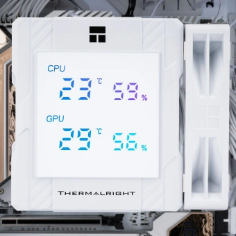 Устройство охлаждения(кулер) Thermalright Peerless Assassin 120 Digital Soc-AM5/AM4/1200/1700/1851 белый 4-pin 25.6dB Al+Cu LCD Ret (PA120-DIGITAL-WH) - купить недорого с доставкой в интернет-магазине