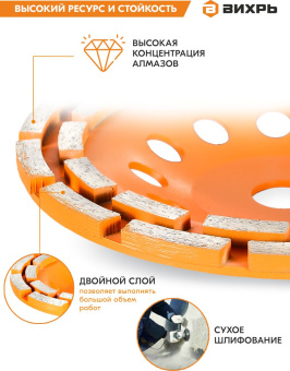 Чашка по бет. Вихрь 73/10/3/7 d=180мм (угловые шлифмашины) - купить недорого с доставкой в интернет-магазине