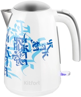 Чайник электрический Kitfort КТ-6772 1.7л. 2200Вт белый/синий корпус: металл/пластик - купить недорого с доставкой в интернет-магазине