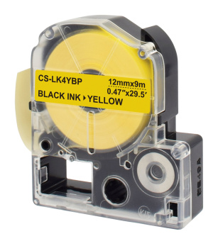 Картридж ленточный Cactus CS-LK4YBP LK-4YBP черный на желтом 12x9 для Epson LW300/LW400/LW700/LW600P/LW1000P/K400/Z700/Z900 - купить недорого с доставкой в интернет-магазине