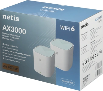 Бесшовный Mesh роутер Netis Neme X30S (NEME X30S (2 PACK)) AX3000 10/100/1000BASE-TX белый (упак.:2шт) - купить недорого с доставкой в интернет-магазине