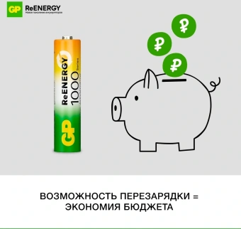 Аккумулятор GP 100AAAHCRGY-CRB10 AAA NiMH 1000mAh (10шт) блистер - купить недорого с доставкой в интернет-магазине
