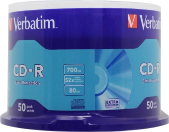 Диск CD-R Verbatim 700Mb 52x Cake Box (50шт) (43351) - купить недорого с доставкой в интернет-магазине